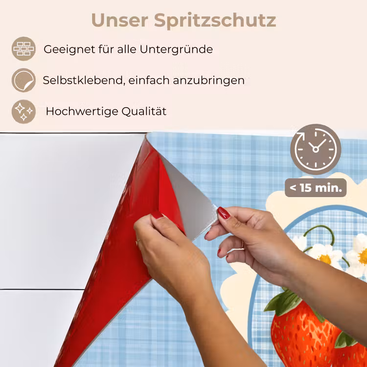 Aardbeien - Lijst - Rood - Geruit keuken achterwand spatscherm klein -spatscherm_DE