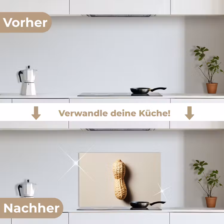Pinda - Ruw - Beige keuken achterwand spatscherm klein -voor_na_DE