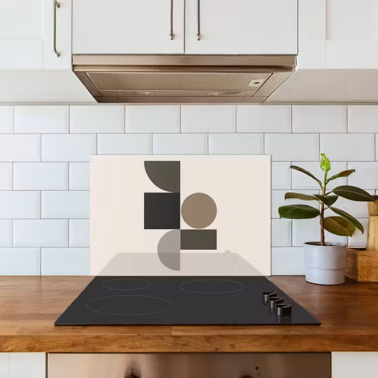 Aardetinten - Abstracte compositie - Eenvoudige vormen keuken achterwand spatscherm klein -sfeer2