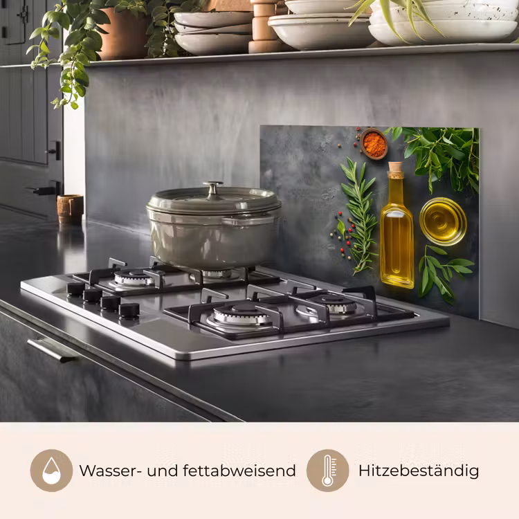 Mediterrane Keukenessenties keuken achterwand spatscherm klein -usp_DE
