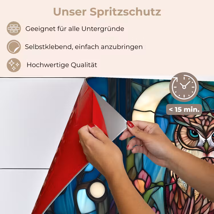 Uil - Mozaïek - Maan - Nacht keuken achterwand spatscherm klein -spatscherm_DE