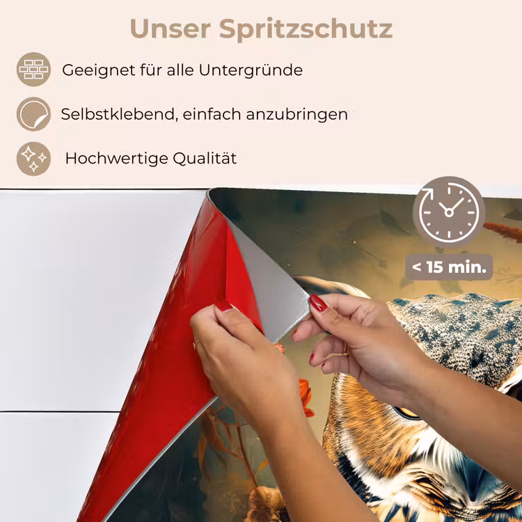 Uil - Vogel - Bloemen - Planten - Botanisch keuken achterwand spatscherm klein -spatscherm_DE