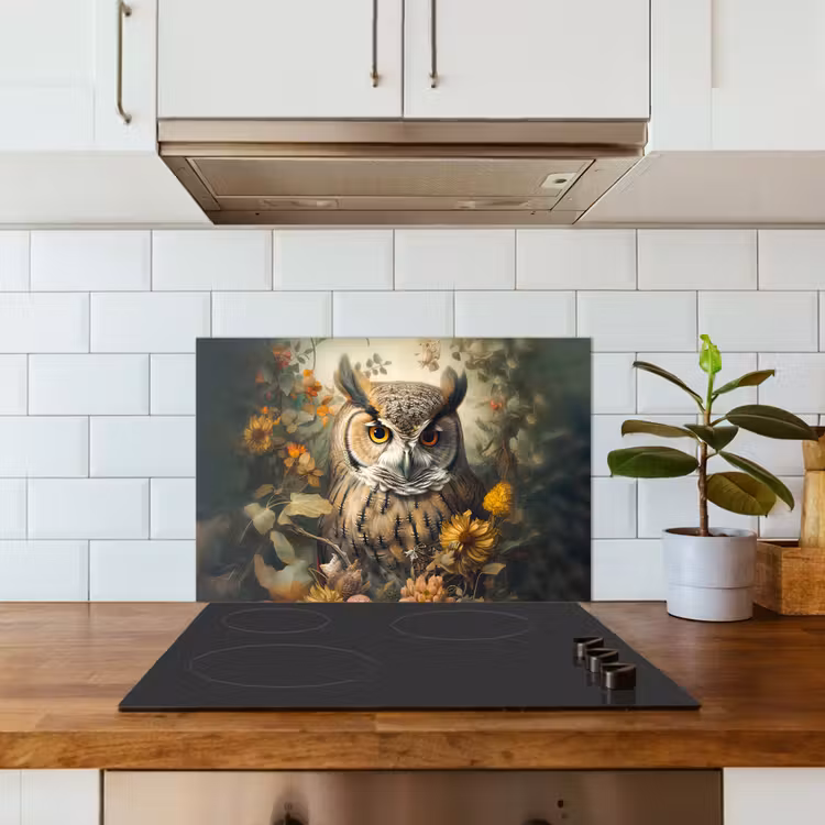 Uil - Vogels - Bloemen - Natuur keuken achterwand spatscherm klein -sfeer2