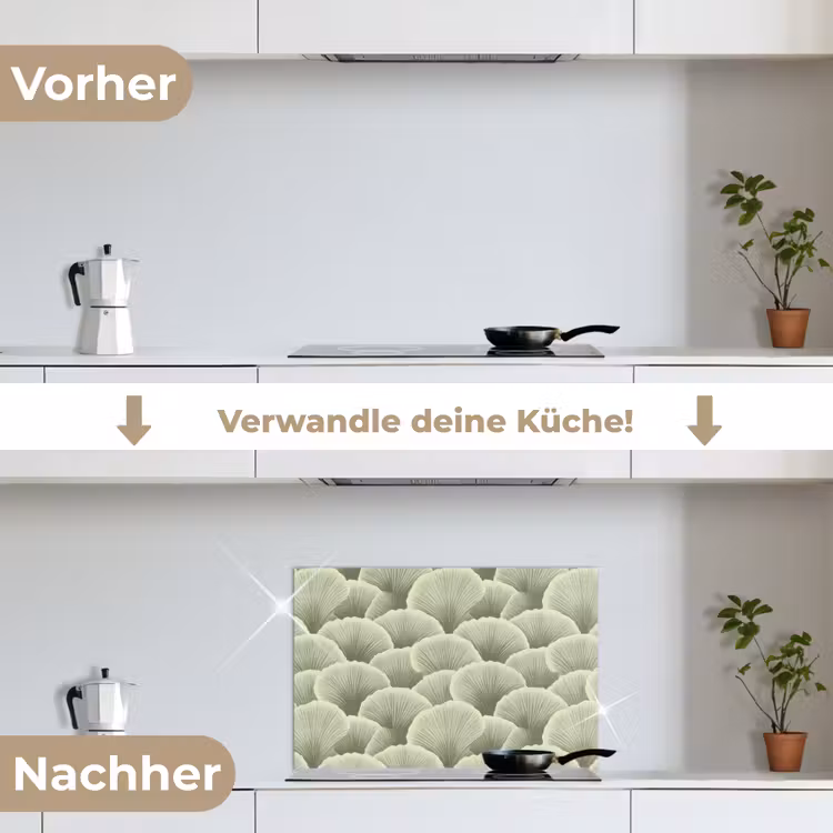 Waaier - Blad - Groen keuken achterwand spatscherm klein 900 -voor_na_DE