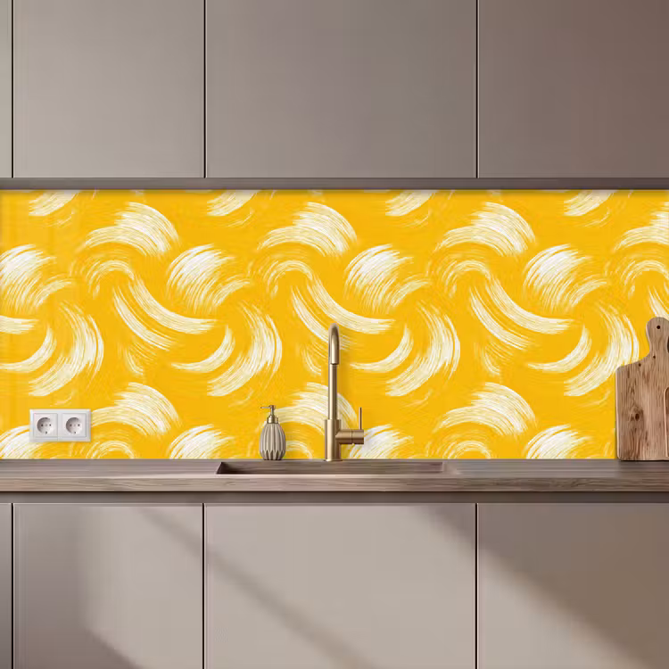 Verfstreken - Abstract - Dynamisch - Geel keuken achterwand 2 middel 871 zz_3dshopping
