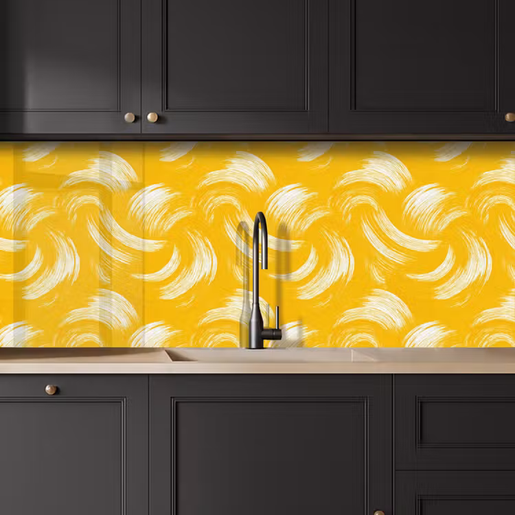 Verfstreken - Abstract - Dynamisch - Geel keuken achterwand 2 middel 871 -sfeer1