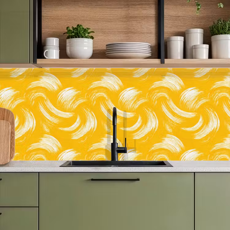 Verfstreken - Abstract - Dynamisch - Geel keuken achterwand 2 middel 871 -sfeer3