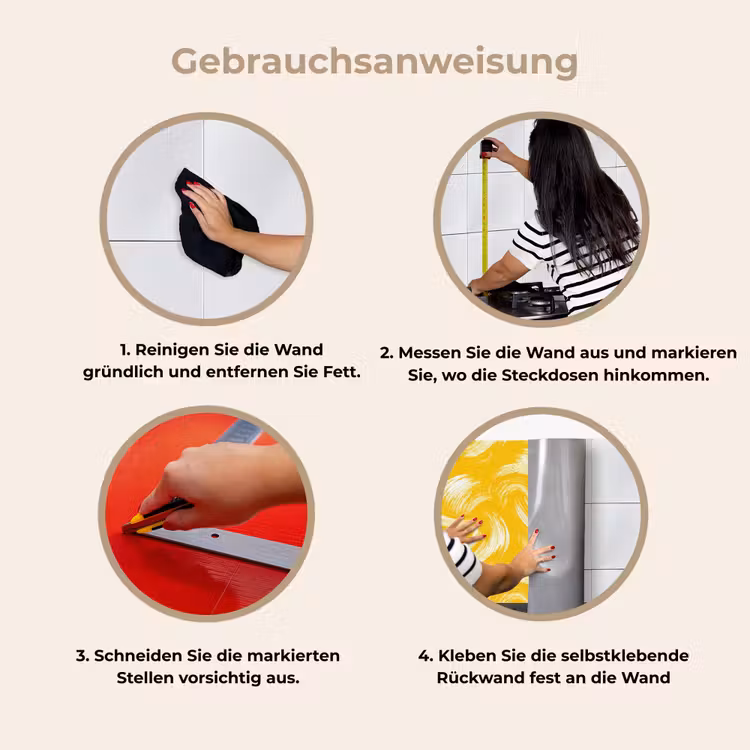 Verfstreken - Abstract - Dynamisch - Geel keuken achterwand 2 middel 871 -gebruiksaanwijzing_DE