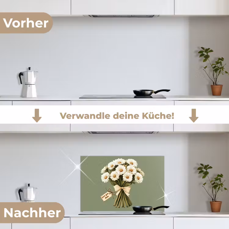 Lint - Boeket - Groen - Quote keuken achterwand spatscherm klein -voor_na_DE