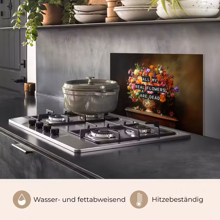 Kleur - Bloemen - Vintage - Bloemenvaas keuken achterwand spatscherm klein -usp_DE