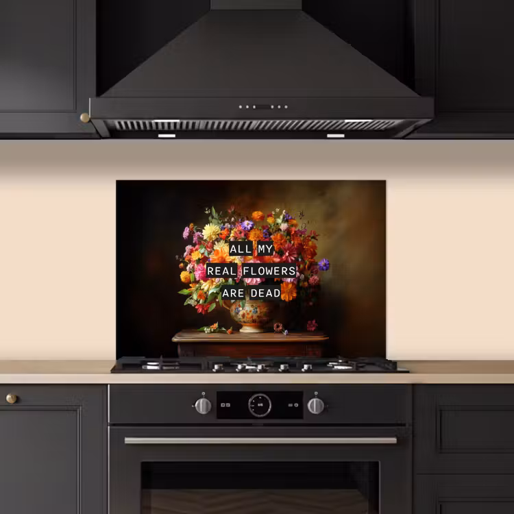 Kleur - Bloemen - Vintage - Bloemenvaas keuken achterwand spatscherm klein -sfeer1