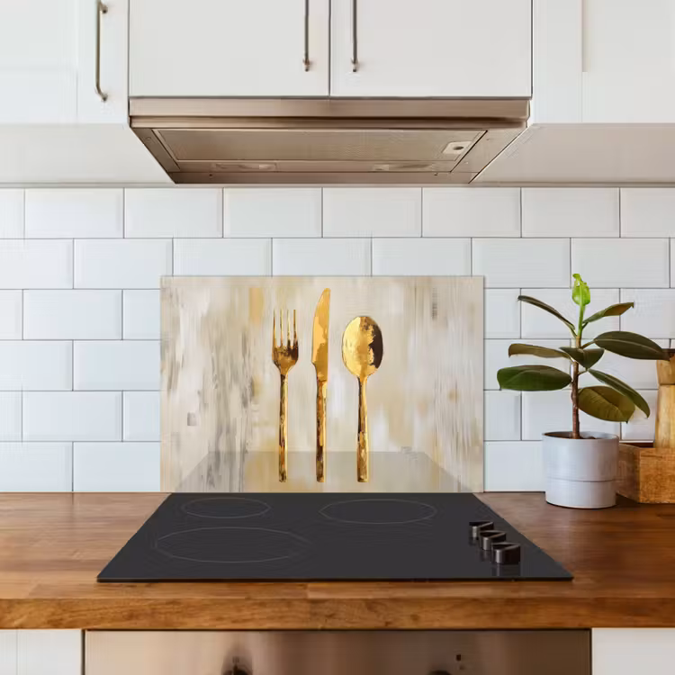 Verf - Goud - Bestek keuken achterwand spatscherm klein -sfeer2