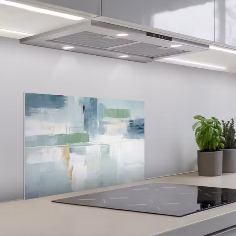 Verf - Moderne kunst - Abstract - Grijs keuken achterwand spatscherm klein -3d_schuin