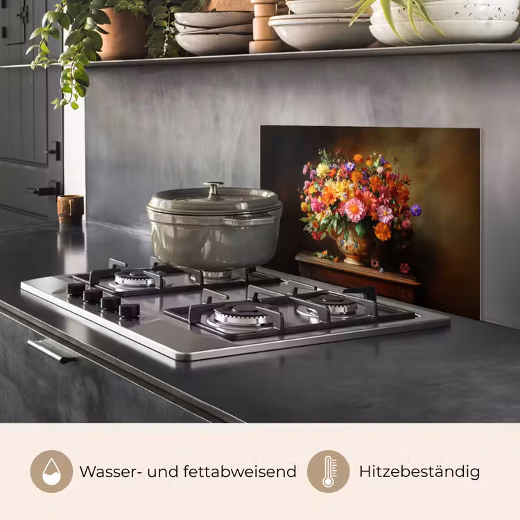 Kleuren - Boeket - Vaas - Hout keuken achterwand spatscherm klein -usp_DE
