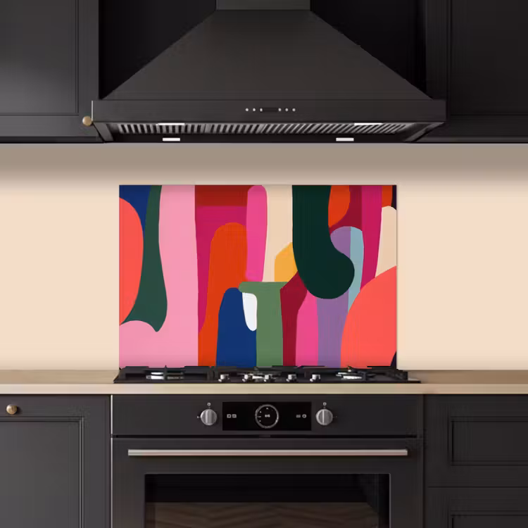 Kleurvakken - Recht - Rond - Abstract keuken achterwand spatscherm klein -sfeer1
