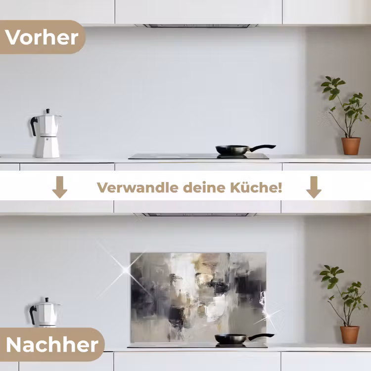 Kleurenpalet - Penseelstreken - Beige - Nevelig keuken achterwand spatscherm klein -voor_na_DE