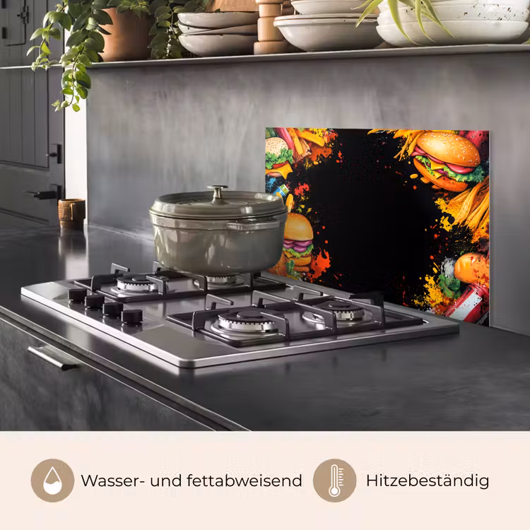 Fastfood - Graffiti - Hamburger - Eten - Modern keuken achterwand spatscherm klein -usp_DE
