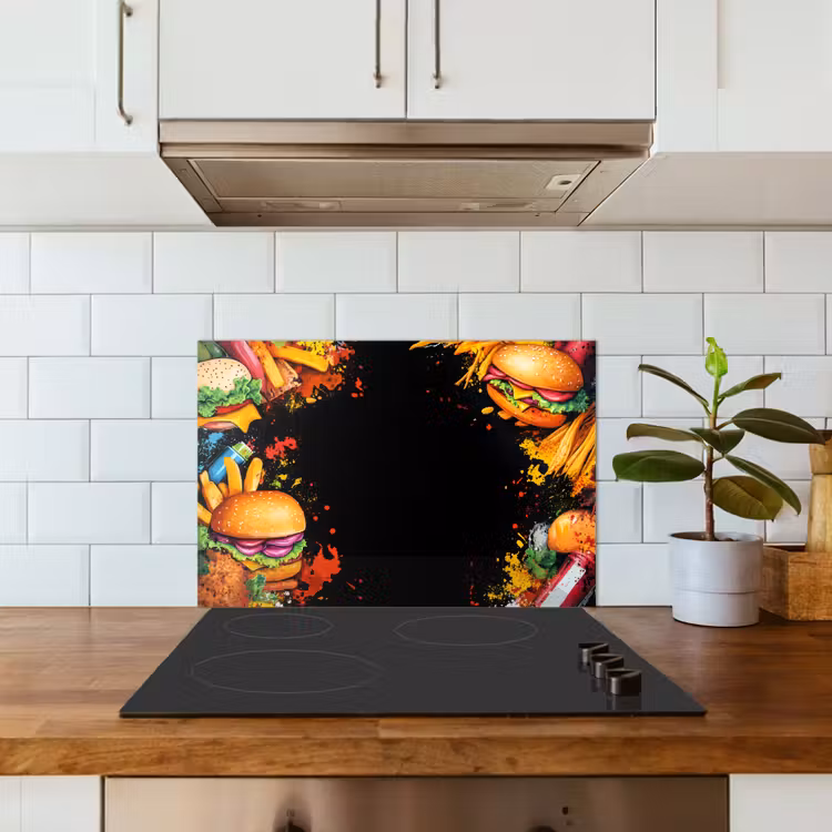 Fastfood - Graffiti - Hamburger - Eten - Modern keuken achterwand spatscherm klein -sfeer2