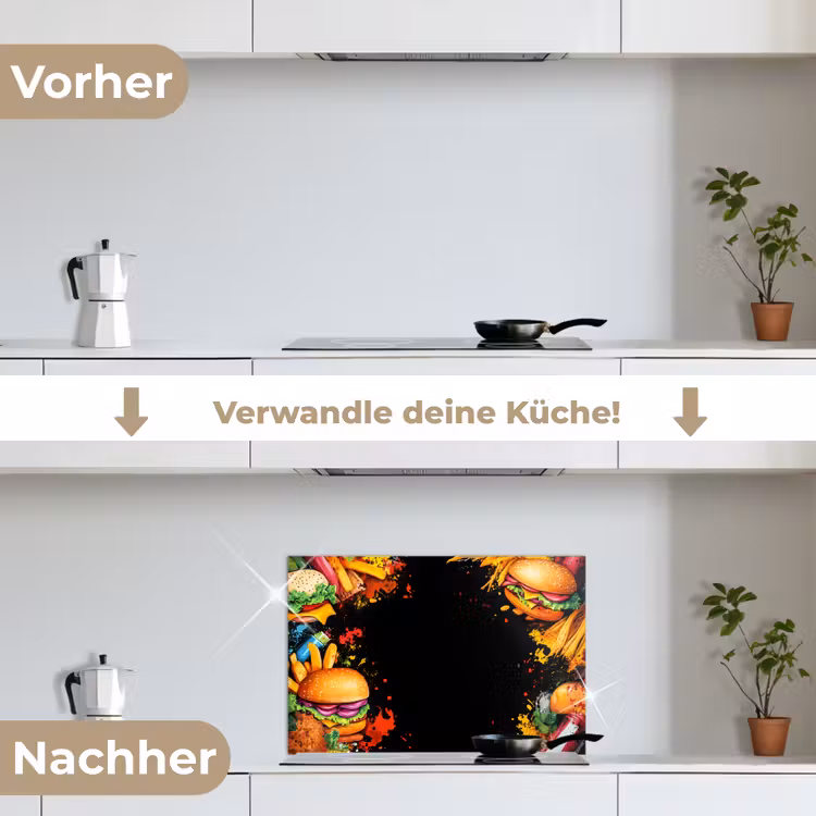 Fastfood - Graffiti - Hamburger - Eten - Modern keuken achterwand spatscherm klein -voor_na_DE