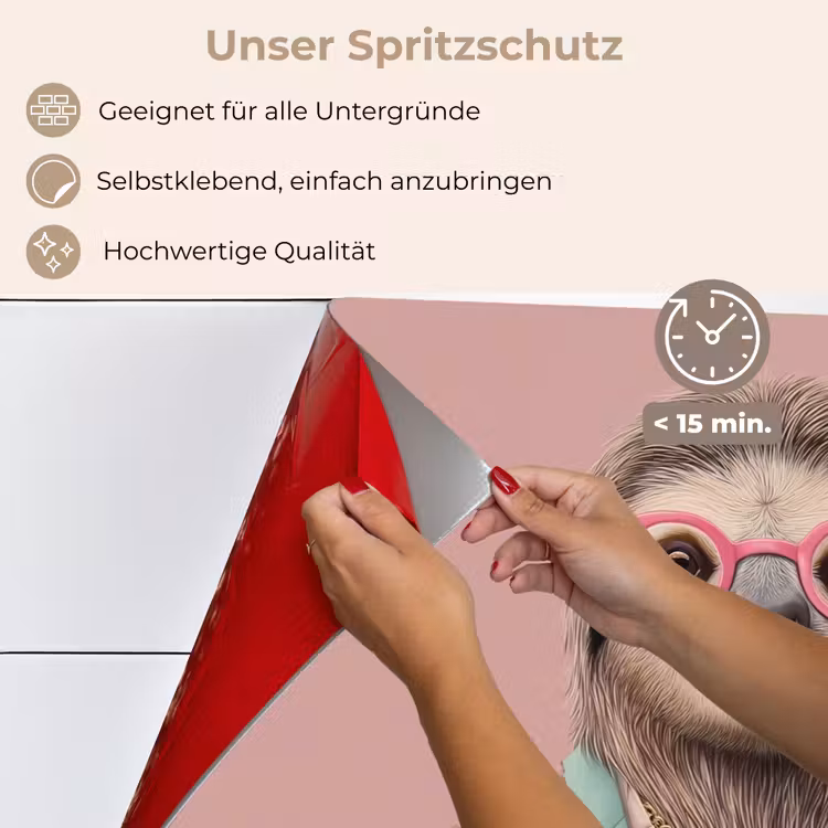 Luiaard - Bloemenprint - Bril - Roze keuken achterwand spatscherm klein -spatscherm_DE