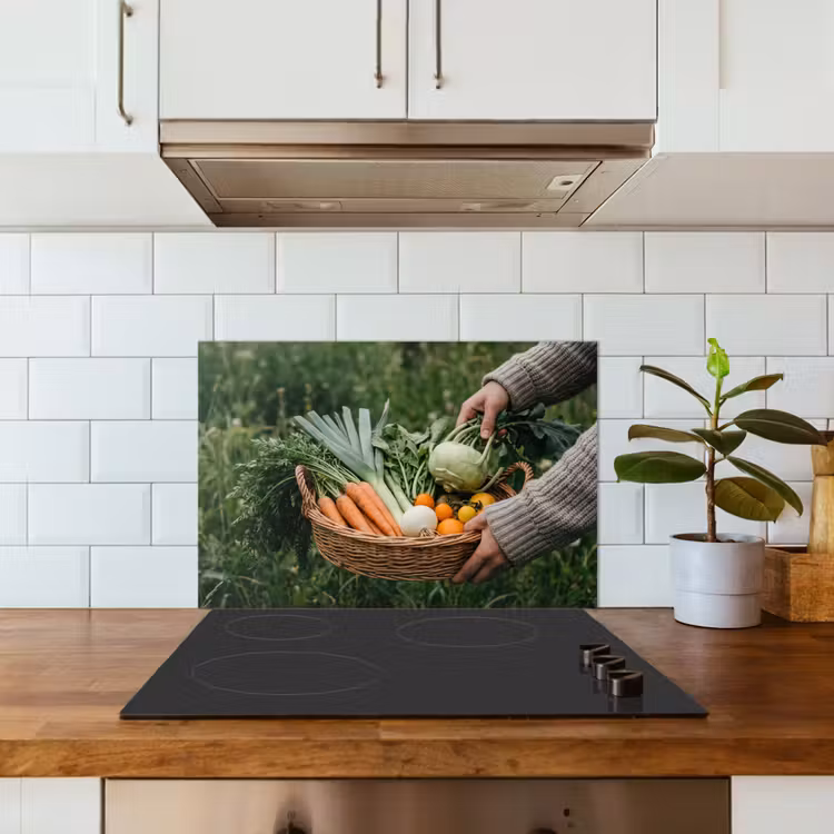 Veld - Groenten - Biologisch - Oogst keuken achterwand spatscherm klein -sfeer2