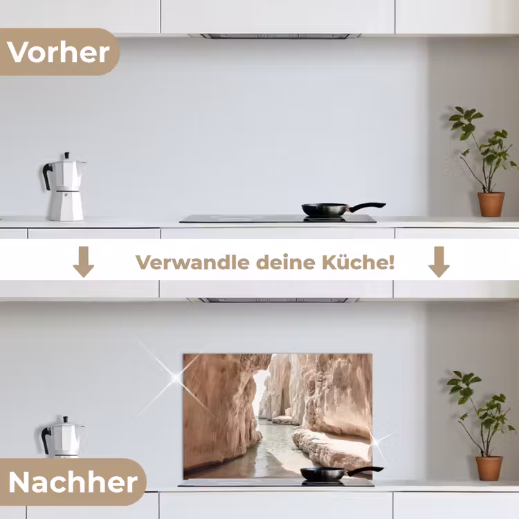 Rotsen - Zee - Zand - Kloof keuken achterwand spatscherm klein -voor_na_DE