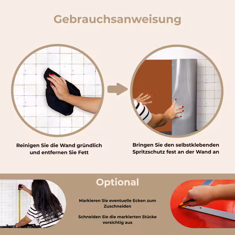 Vurige Verstilling keuken achterwand spatscherm klein -gebruiksaanwijzing_DE