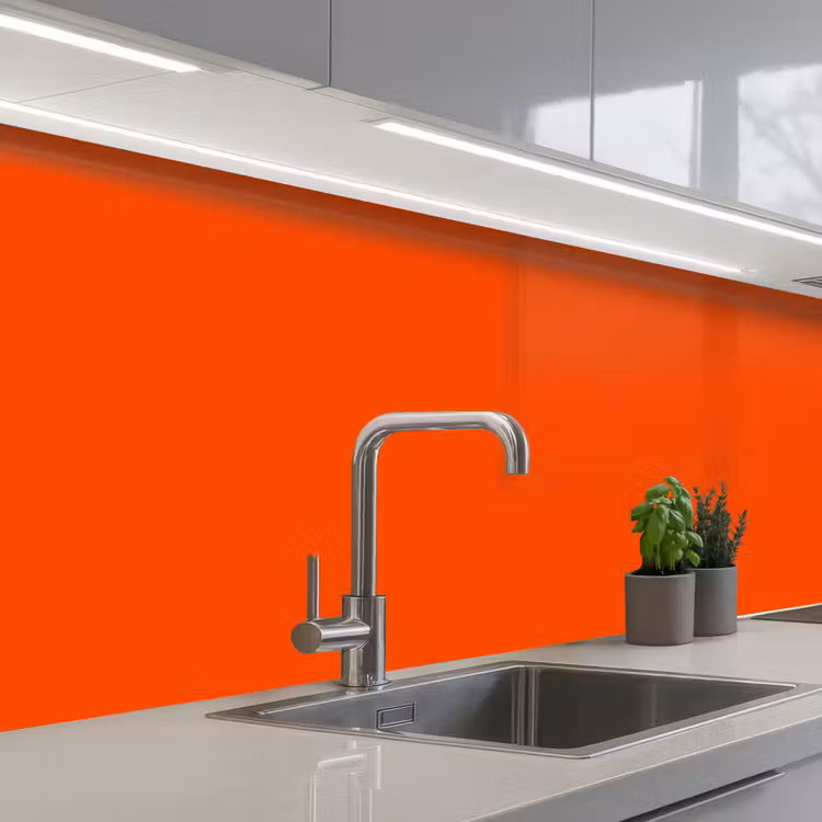 Fiery  - Tangerine - Oranje keuken achterwand 2 middel 871 -3d_schuin