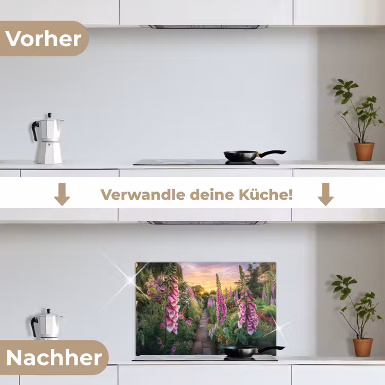 Vingerhoedskruid - Bloemen - Tuin keuken achterwand spatscherm klein -voor_na_DE
