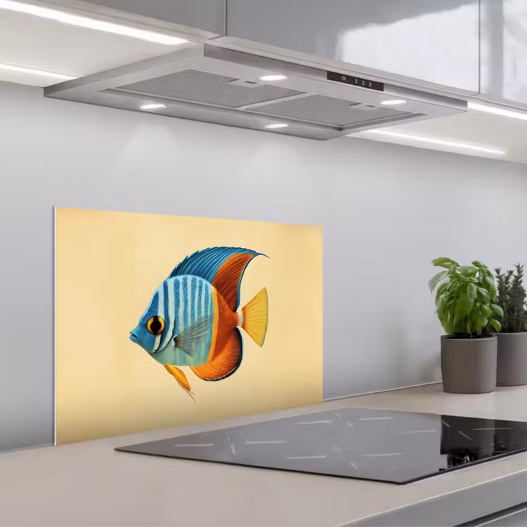 Vis - Vinnen - Blauw - Ogen keuken achterwand spatscherm klein -3d_schuin