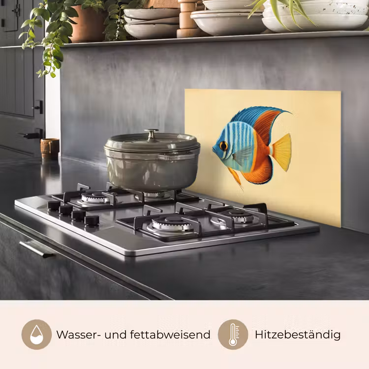 Vis - Vinnen - Blauw - Ogen keuken achterwand spatscherm klein -usp_DE