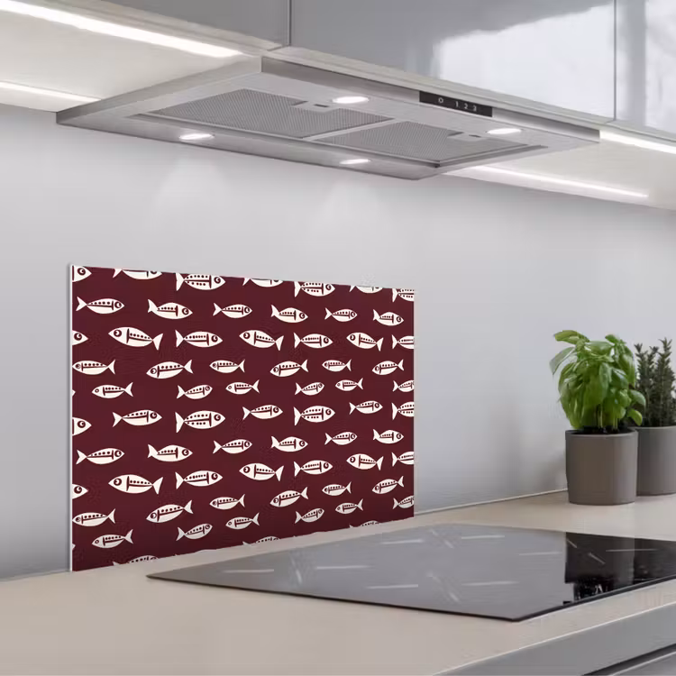 Vissen - Grafisch - Patroon - Donker keuken achterwand spatscherm klein 900 -3d_schuin