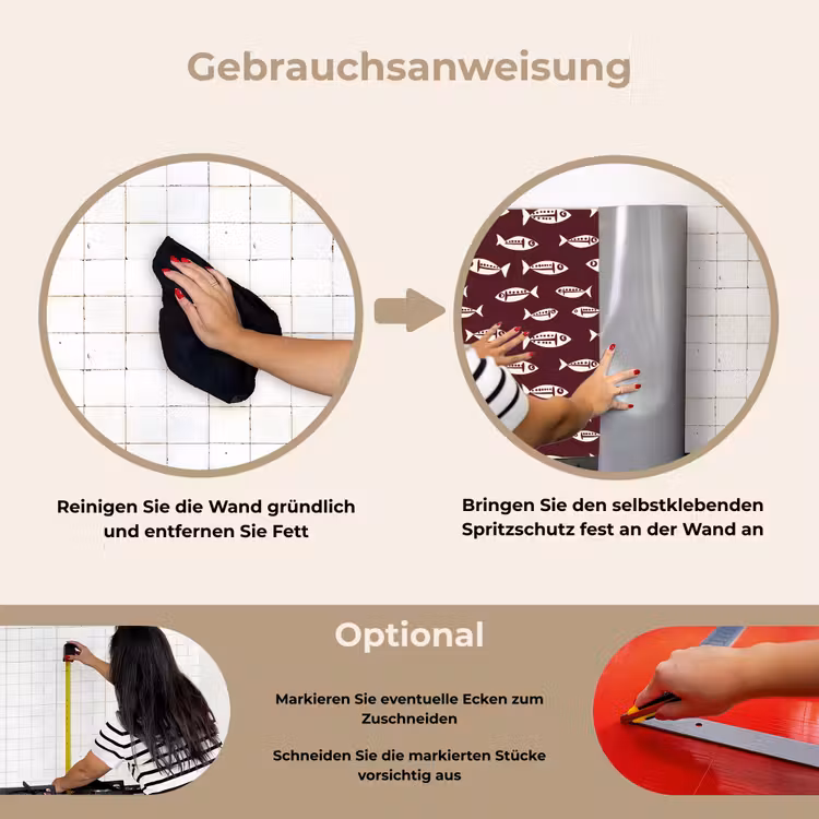 Vissen - Grafisch - Patroon - Donker keuken achterwand spatscherm klein 900 -gebruiksaanwijzing_DE