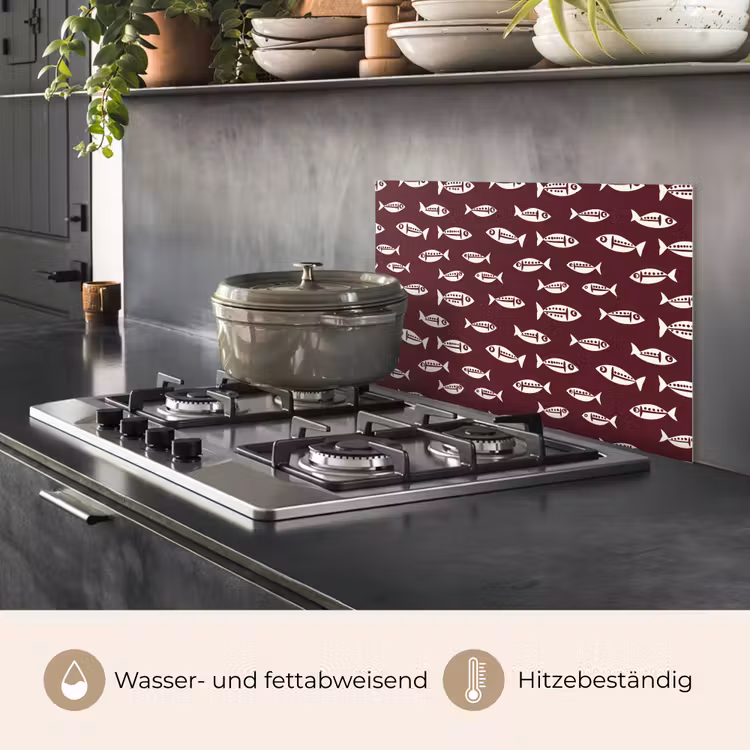 Vissen - Grafisch - Patroon - Donker keuken achterwand spatscherm klein 900 -usp_DE