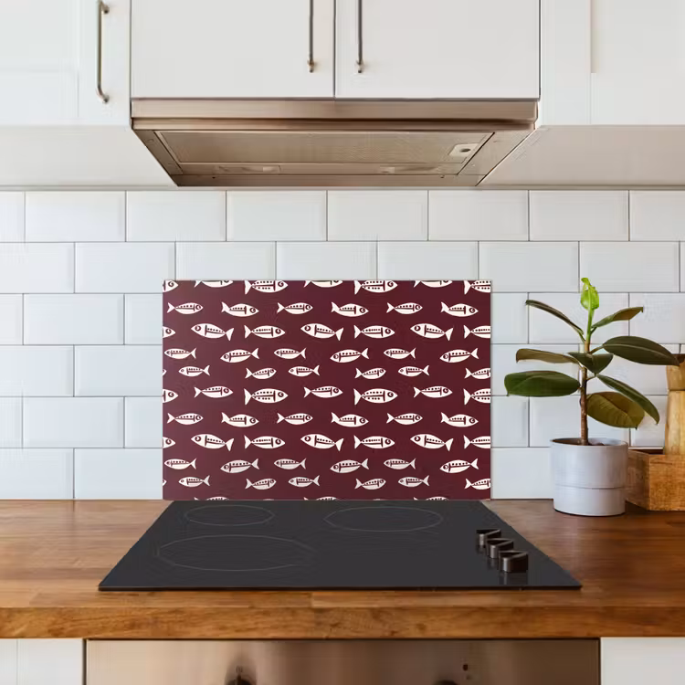 Vissen - Grafisch - Patroon - Donker keuken achterwand spatscherm klein 900 -sfeer2