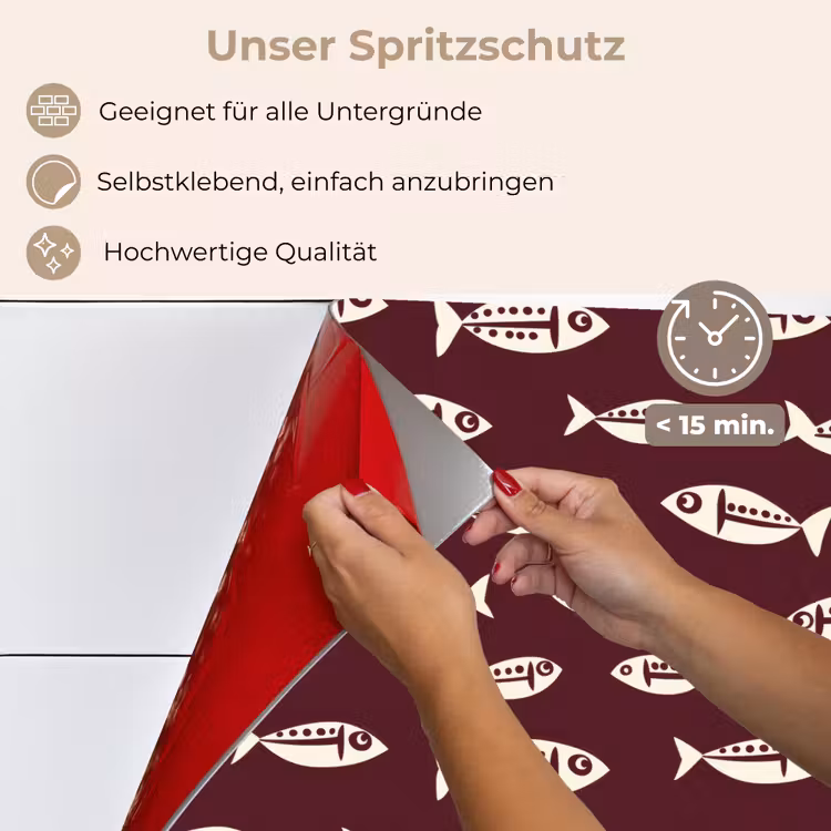 Vissen - Grafisch - Patroon - Donker keuken achterwand spatscherm klein 900 -spatscherm_DE