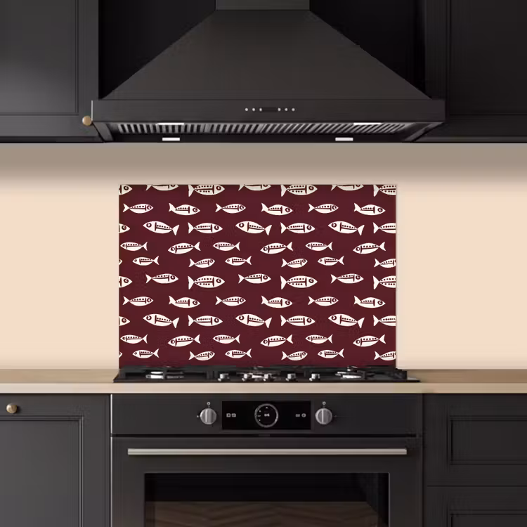 Vissen - Grafisch - Patroon - Donker keuken achterwand spatscherm klein 900 -sfeer1