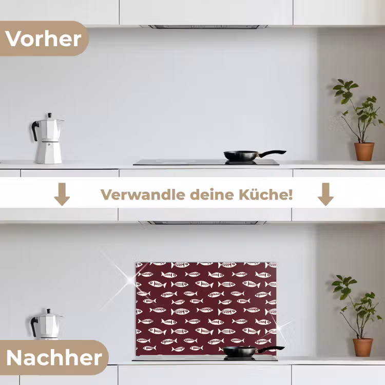Vissen - Grafisch - Patroon - Donker keuken achterwand spatscherm klein 900 -voor_na_DE