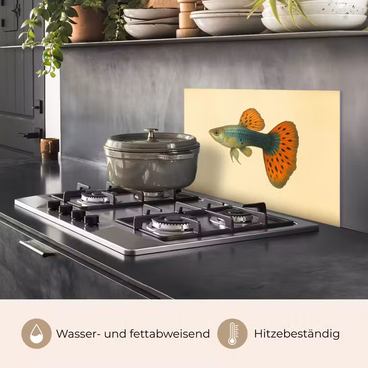Vis - illustratie - Stippen - Oranje keuken achterwand spatscherm klein -usp_DE