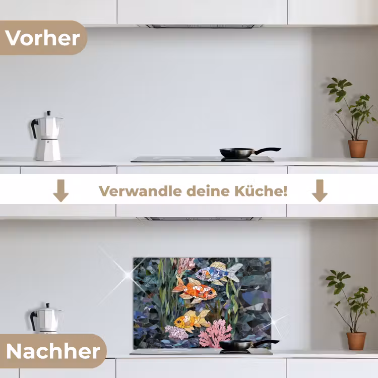 Vissen - Koraal - Zee - Mozaïek keuken achterwand spatscherm klein -voor_na_DE