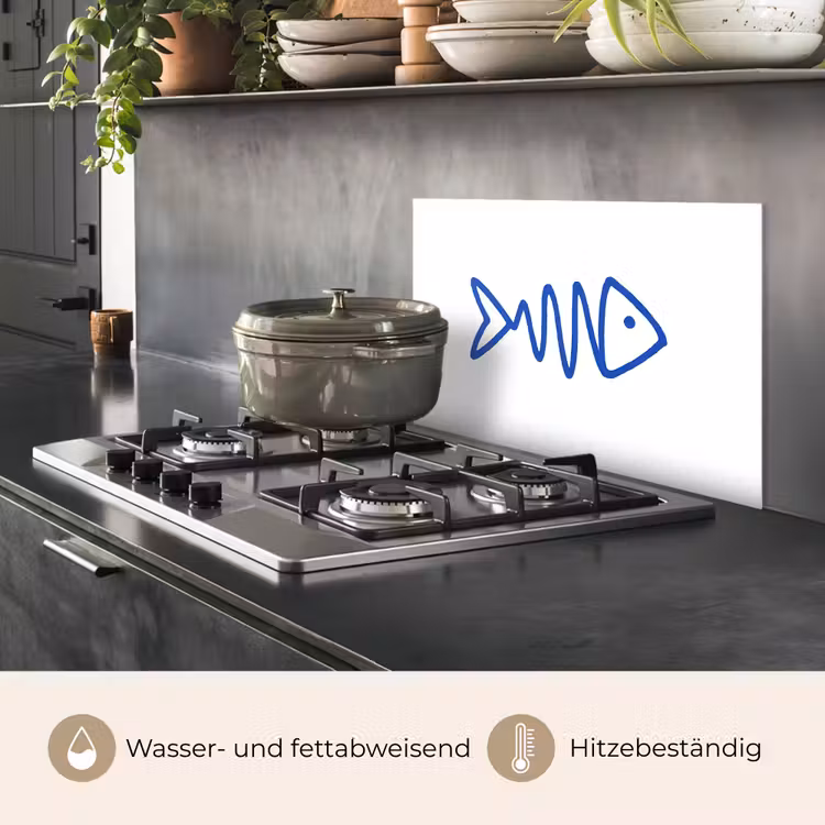 Vis - Minimalistisch - Blauw - Lijn keuken achterwand spatscherm klein -usp_DE