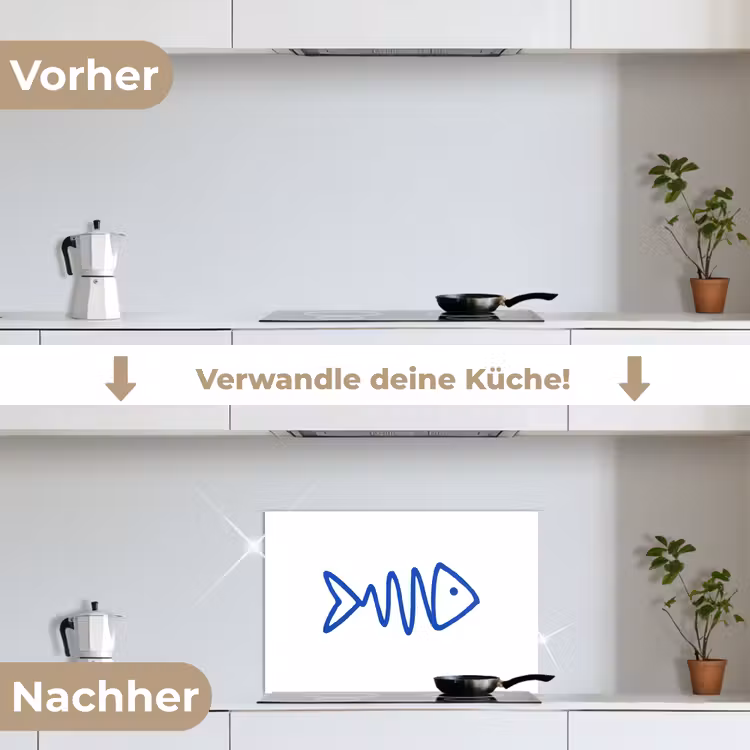 Vis - Minimalistisch - Blauw - Lijn keuken achterwand spatscherm klein -voor_na_DE