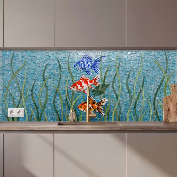 Vis - Mozaïek - Onderwater - Kleurrijk - Dieren keuken achterwand 2 middel zz_3dshopping