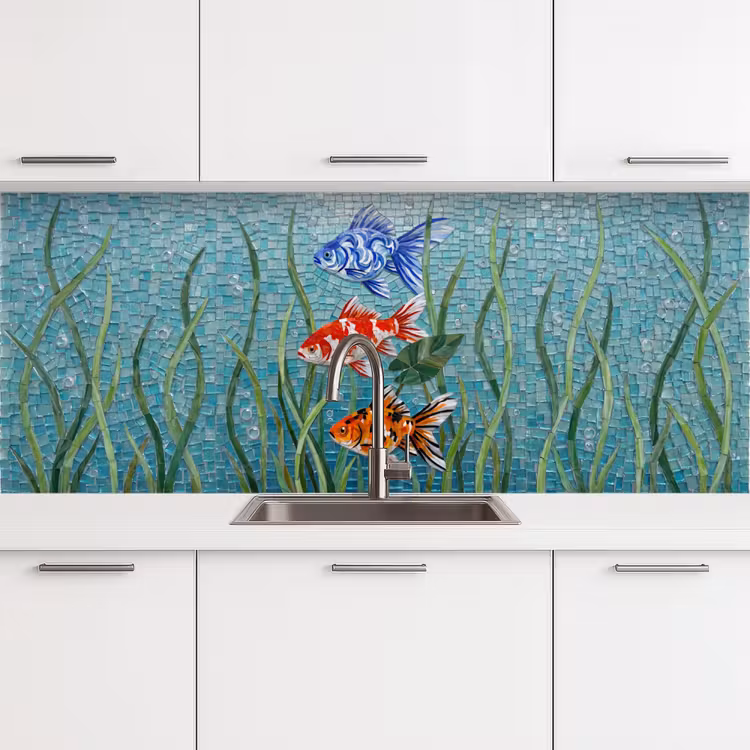 Vis - Mozaïek - Onderwater - Kleurrijk - Dieren keuken achterwand 2 middel -3d
