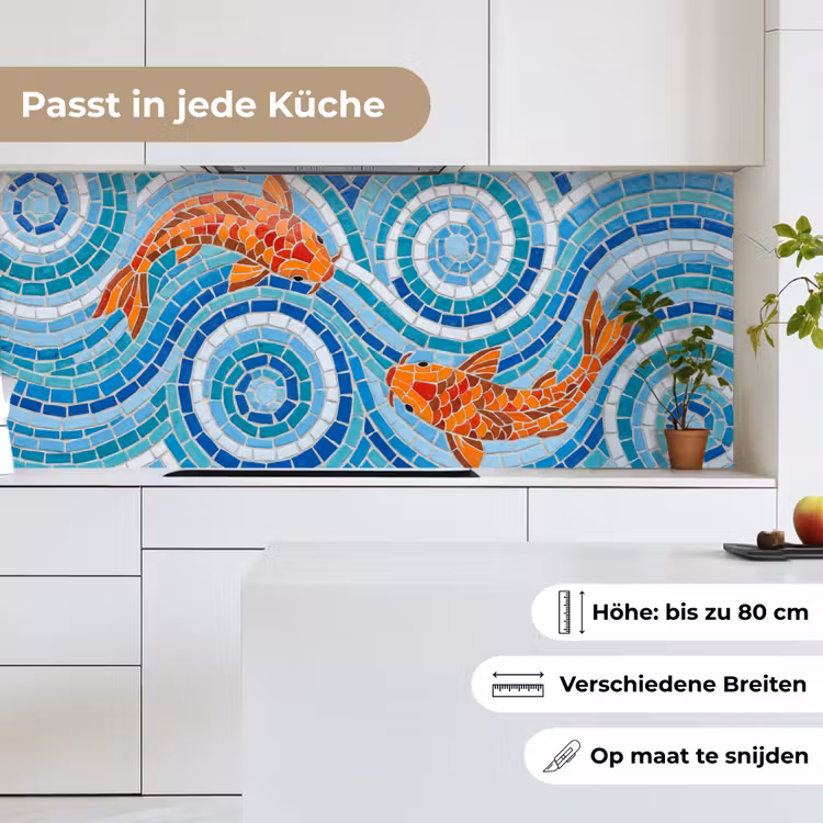 Vis - Mozaïek - Water - Decoratief - Blauw keuken achterwand 2 middel -sfeer4_DE