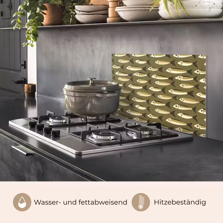 Vis - Patroon - Groen keuken achterwand spatscherm klein 900 -usp_DE