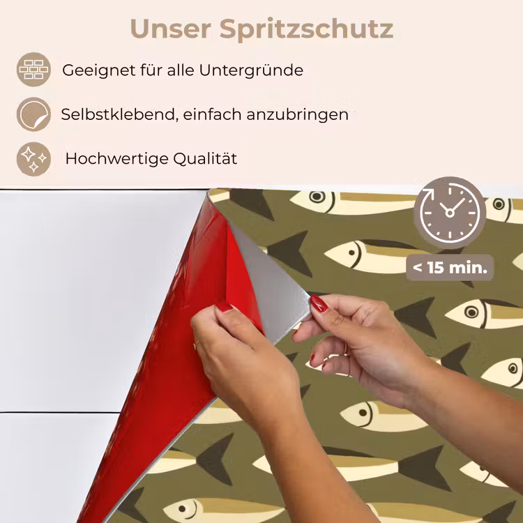Vis - Patroon - Groen keuken achterwand spatscherm klein 900 -spatscherm_DE
