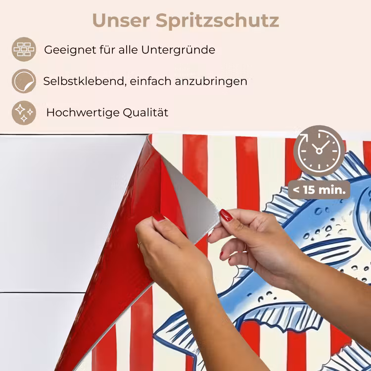 Vissen - Verticale strepen - Blauw - Rood keuken achterwand spatscherm klein -spatscherm_DE