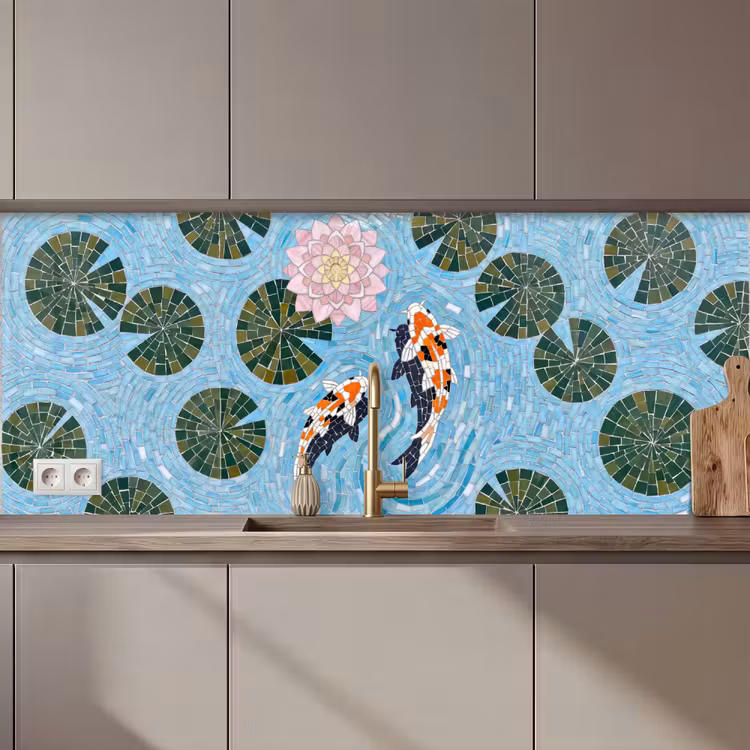 Vis - Water - Natuur - Mozaïek - Blauw keuken achterwand 2 middel zz_3dshopping