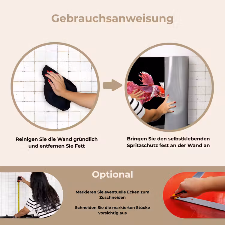 Vissen - Kleurrijk - Dieren keuken achterwand spatscherm klein -gebruiksaanwijzing_DE